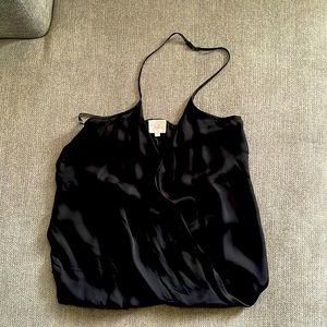 100% Silk Black Halter Top